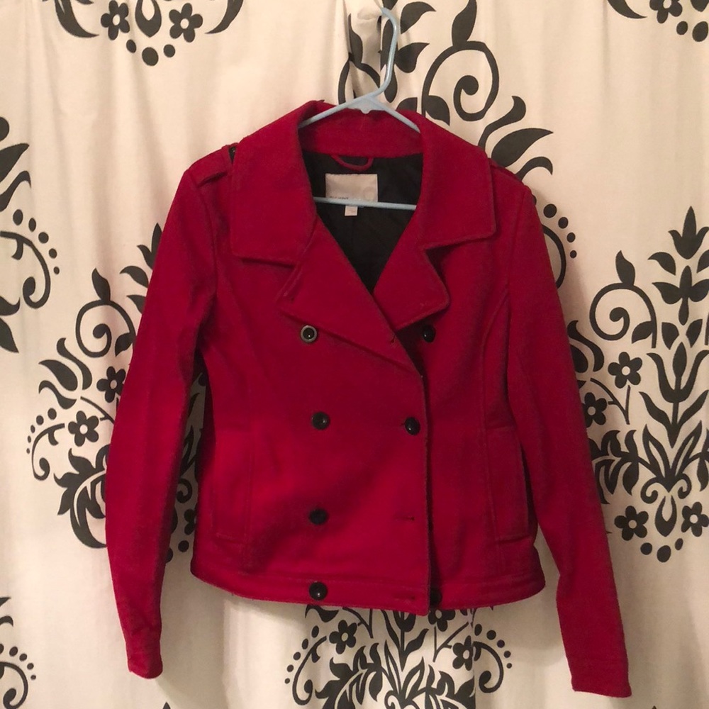 adorable red pea coat